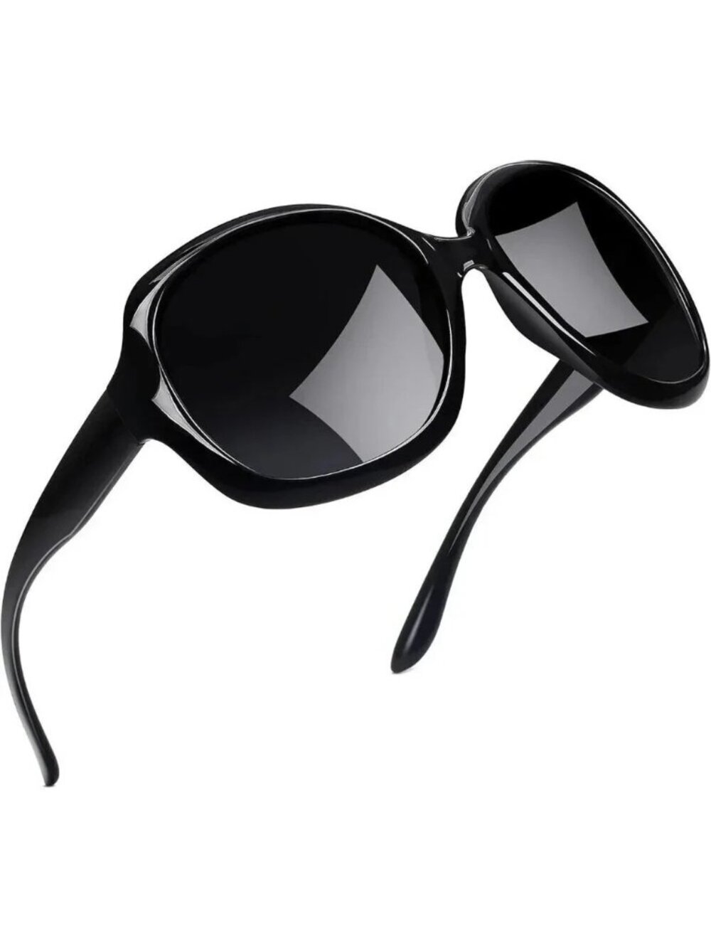 Women Black Polarized Sunglasses Trendy  Big Ladies Shades Fashion Large Frame